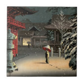 Tsuchiya Koitsu - Schnee bei Nezu Shrine Fliese (Vorderseite)