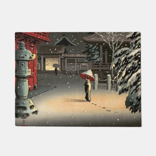 Tsuchiya Koitsu - Schnee bei Nezu Shrine Fußmatte (Vorderseite)