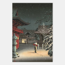 Tsuchiya Koitsu - Schnee bei Nezu Shrine