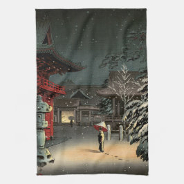 Tsuchiya Koitsu - Schnee bei Nezu Shrine Geschirrtuch
