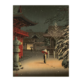 Tsuchiya Koitsu - Schnee bei Nezu Shrine Holzdruck