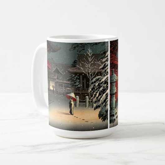 Tsuchiya Koitsu - Schnee bei Nezu Shrine Kaffeetasse (Vorderseite Links)