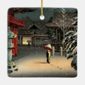 Tsuchiya Koitsu - Schnee bei Nezu Shrine Keramikornament (Rückseite)