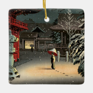 Tsuchiya Koitsu - Schnee bei Nezu Shrine Keramikornament