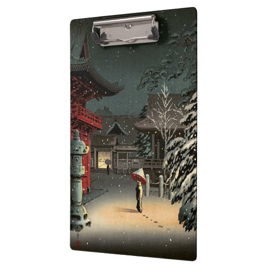Tsuchiya Koitsu - Schnee bei Nezu Shrine Klemmbrett (Links)