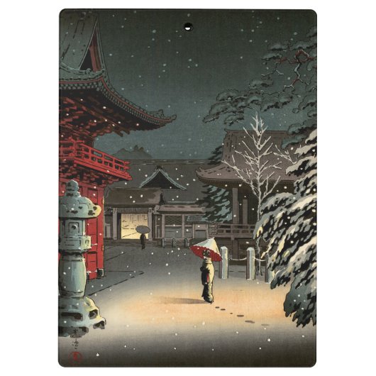 Tsuchiya Koitsu - Schnee bei Nezu Shrine Klemmbrett (Rückseite)