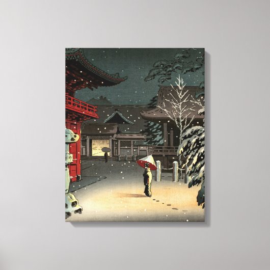Tsuchiya Koitsu - Schnee bei Nezu Shrine Leinwanddruck (Vorderseite)