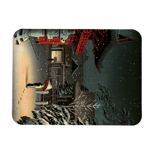 Tsuchiya Koitsu - Schnee bei Nezu Shrine Magnet (Horizontal)