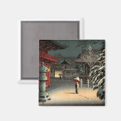 Tsuchiya Koitsu - Schnee bei Nezu Shrine Magnet (Vorderseite/Rückseite)