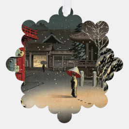 Tsuchiya Koitsu - Schnee bei Nezu Shrine Ornament Karte