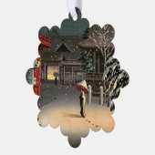 Tsuchiya Koitsu - Schnee bei Nezu Shrine Ornament Karte (Linke Ecke)