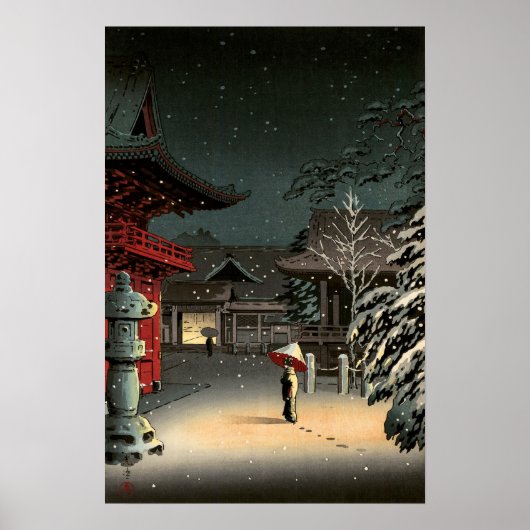 Tsuchiya Koitsu - Schnee bei Nezu Shrine Poster (Vorne)