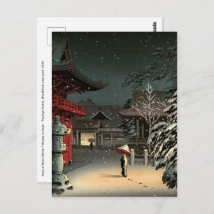 Tsuchiya Koitsu - Schnee bei Nezu Shrine Postkarte