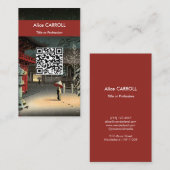 Tsuchiya Koitsu - Schnee bei Nezu Shrine - QR-Code Visitenkarte (Vorne/Hinten)