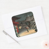 Tsuchiya Koitsu - Schnee bei Nezu Shrine Quadratischer Aufkleber (Umschlag)