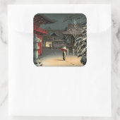 Tsuchiya Koitsu - Schnee bei Nezu Shrine Quadratischer Aufkleber (Tasche)