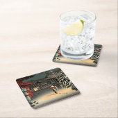 Tsuchiya Koitsu - Schnee bei Nezu Shrine Rechteckiger Pappuntersetzer (Vor Ort)