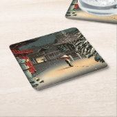 Tsuchiya Koitsu - Schnee bei Nezu Shrine Rechteckiger Pappuntersetzer (angewinkelt)