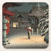 Tsuchiya Koitsu - Schnee bei Nezu Shrine Rechteckiger Pappuntersetzer (Vorderseite)