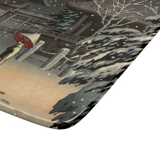 Tsuchiya Koitsu - Schnee bei Nezu Shrine Schneidebrett (Ecke)