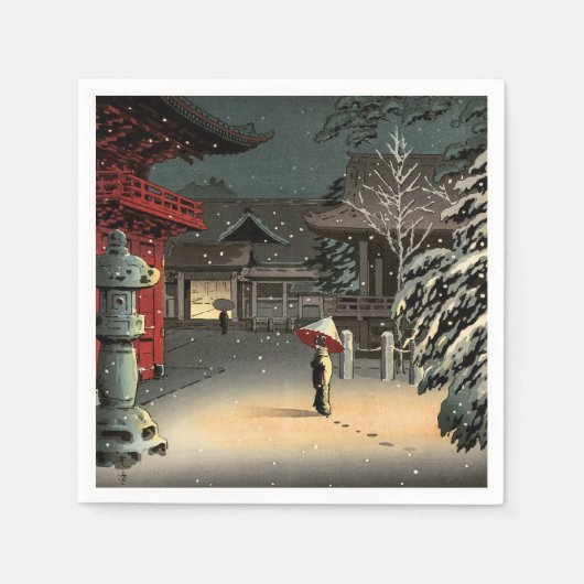 Tsuchiya Koitsu - Schnee bei Nezu Shrine Serviette (Vorderseite)