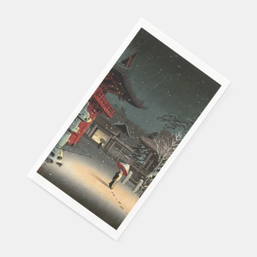 Tsuchiya Koitsu - Schnee bei Nezu Shrine Serviette (Ecke)