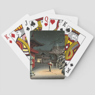Tsuchiya Koitsu - Schnee bei Nezu Shrine Spielkarten