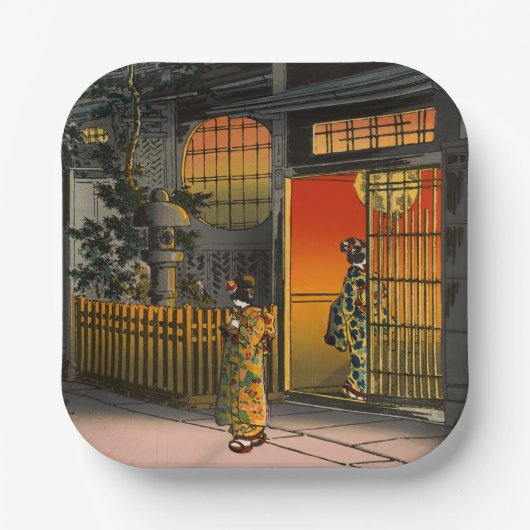 Tsuchiya Koitsu - Side Street Araki in Yotsuya Pappteller (Vorderseite)