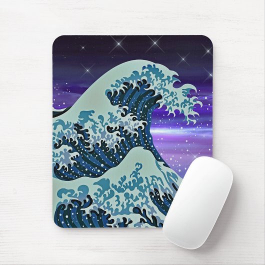 Tsunami Blue Wave with Stars Asian Artistic Mousepad (Mit Mouse)