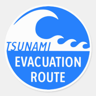 Tsunami-Evakuierungsroute Runder Aufkleber
