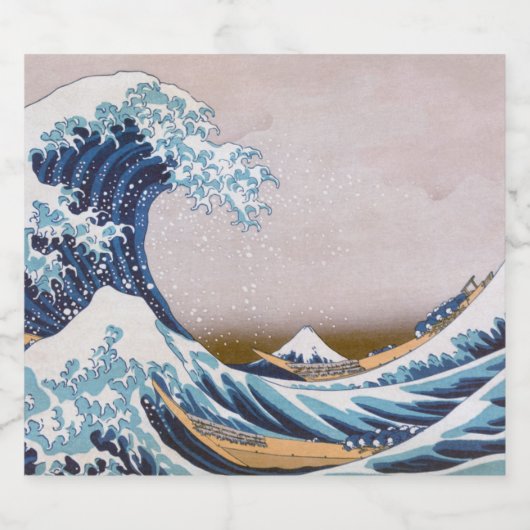 Tsunami Great Wave off Kanagawa Japan by Hokusai Bierflaschenetikett (Einzelnes Label)