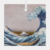 Tsunami Great Wave off Kanagawa Japan by Hokusai Ornament Aus Glas (Rückseite)