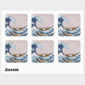 Tsunami Great Wave off Kanagawa Japan by Hokusai Quadratischer Aufkleber (Blatt)