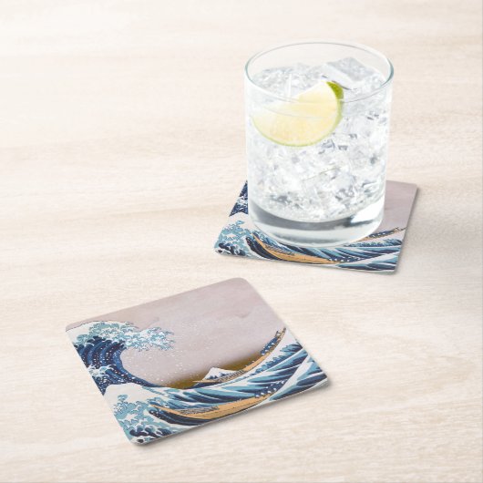 Tsunami Great Wave off Kanagawa Japan by Hokusai Rechteckiger Pappuntersetzer (Vor Ort)