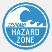 TSUNAMI HAZARD ZONE RUNDER AUFKLEBER (Vorderseite)