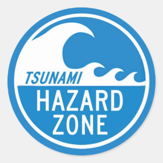 TSUNAMI HAZARD ZONE RUNDER AUFKLEBER