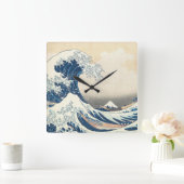 Tsunami Japanisches Wave Painting Quadratische Wanduhr (Zuhause)