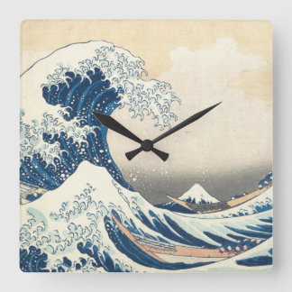 Tsunami Japanisches Wave Painting Quadratische Wanduhr