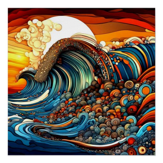 Tsunami-Welle Poster (Vorderseite)