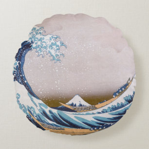 Tsunami-Welle vor Kanagawa Japan von Hokusai Rundes Kissen