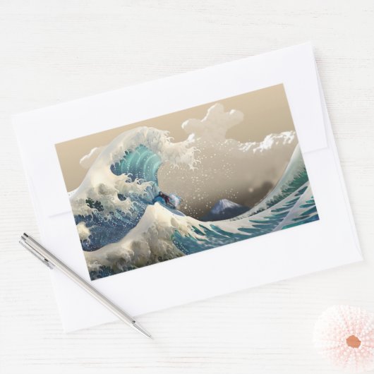 tsunami Wellenreiten Rechteckiger Aufkleber (Umschlag)