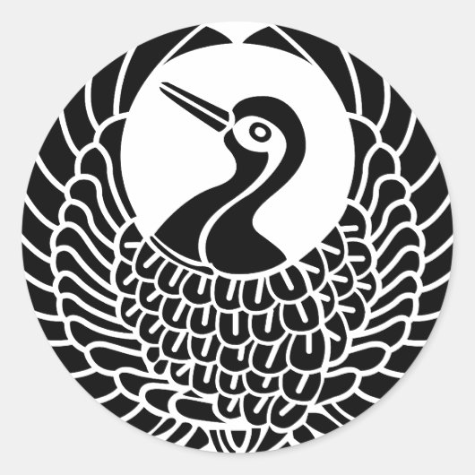 Tsuru Mon Runder Aufkleber (Vorderseite)