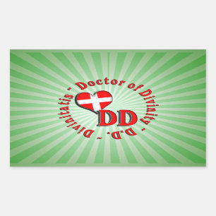 TT CIRCULAR ACRONYM LOGO DOKTOR DER DIVINITÄT RECHTECKIGER AUFKLEBER