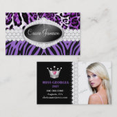 TT-Diamant Blisslila Zebra-Leopard-Foto-Karte Visitenkarte (Vorne/Hinten)