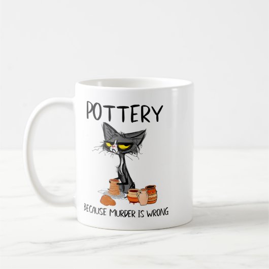 Ttery Because Murder Is Wrong Funny Cat Funny Tter Kaffeetasse (Links)