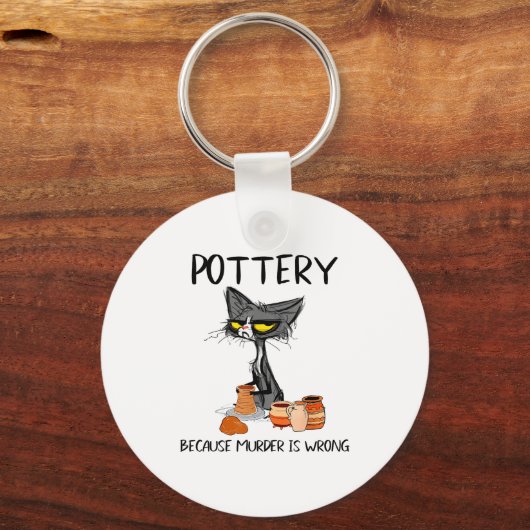 Ttery Because Murder Is Wrong Funny Cat Funny Tter Schlüsselanhänger (Vorderseite)