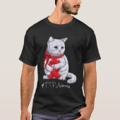 TTP Awareness Month Red Ribbon Cat T-Shirt (Vorderseite)