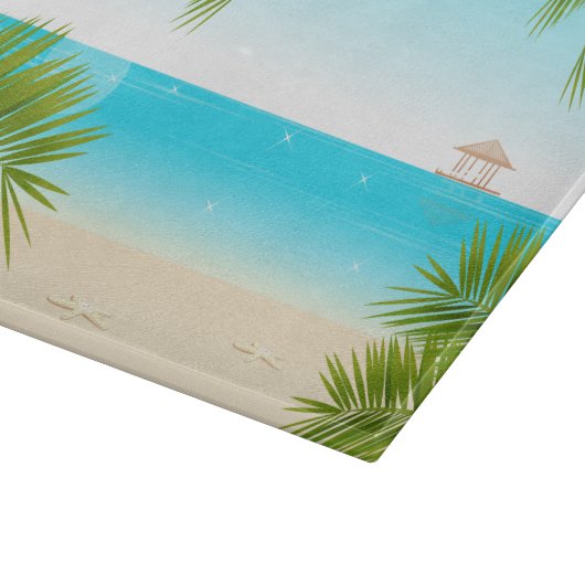 Ttropisches Beach Background Glas Cutting Board Schneidebrett (Ecke)