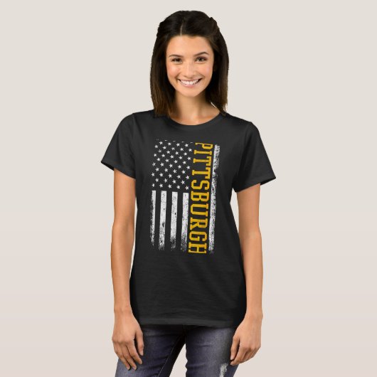 Ttsburgh Usa Flag Patriotic American From Ttsburgh T-Shirt (Vorne ganz)