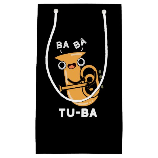 Tu-ba Funny Tuba Puns Dark BG Kleine Geschenktüte (Vorderseite)